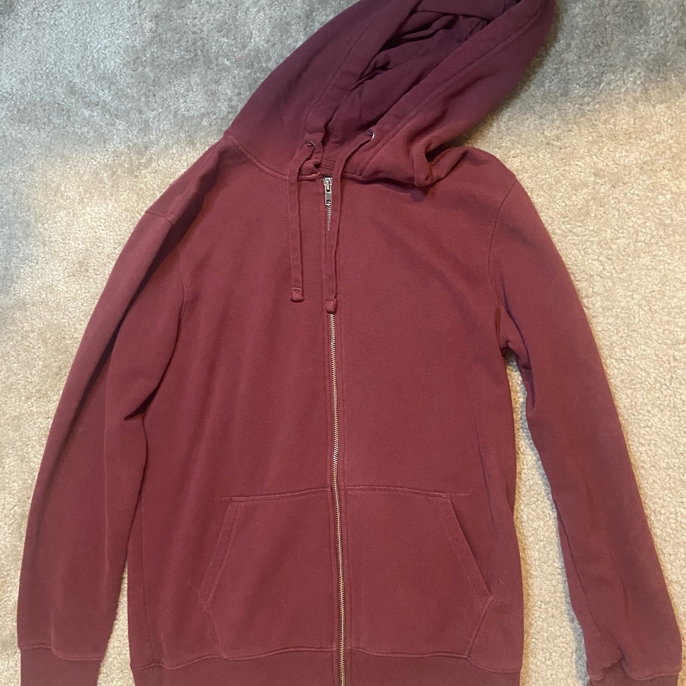 Burgundy Zip-Up Hoodie